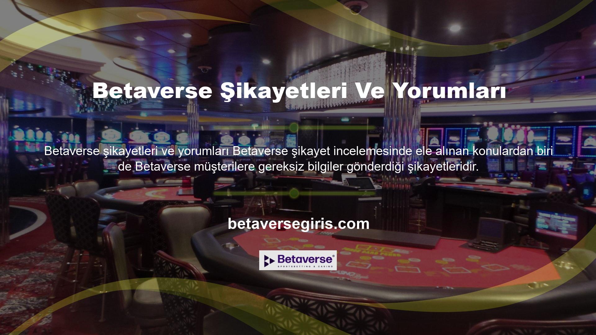 İnteraktif içeriğe önem veren bir site olarak Betaverse, sürekli olarak tüm yeni aktiviteleri, geniş bir bahis yelpazesini, eğlenceli ve kazançlı casino oyunlarını ve en cazip bonus etkinliklerini sayfasında müşterileri ile paylaşmaktadır